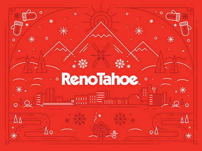 Reno Holiday Card card city holiday illustration landscape lineart mountains reno scenic snow tahoe winter