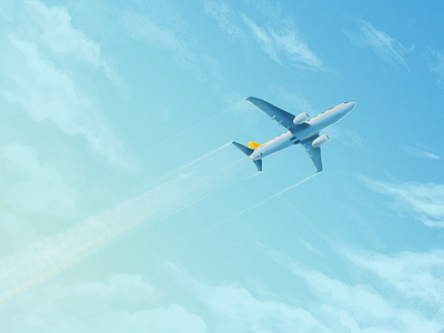 Airplane airplane blue clouds illustration sky stream travel