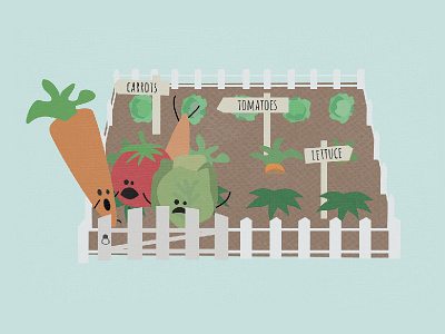 Vegetable Garden Escape carrot eat farm fence garden gardening graphic illustration lettuce texture tomato veggie