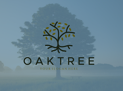 oak tree logo presentation art design illustration line logo oak template tree vector