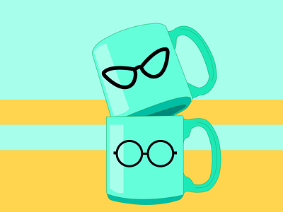 Designer mugs bright color glasses groovy illustration mugs
