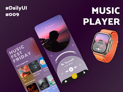 Music Player #DailyUI #009 app branding design graphic design illustration logo music typography ui ux vector