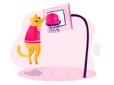 Hi, Dribbble! basketball cat design hand drawn hello hellodribbble illustration
