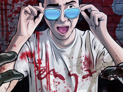 Felipe Malfoy in Zombie Attack digital painting flyer halloween illustration popart vector zombie