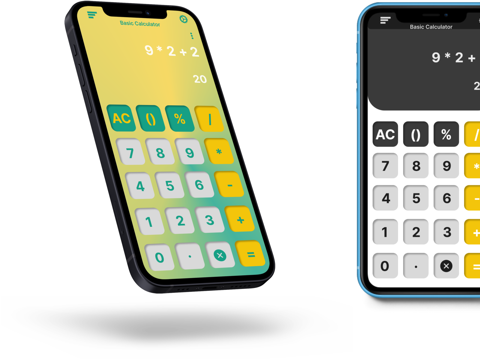 The UI design of different themes of a simple calculator by Abdulhamid