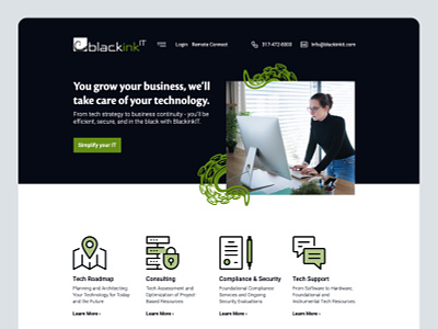 BlackInk IT Home Page figma smallbusiness technology web design webdesign webflow website