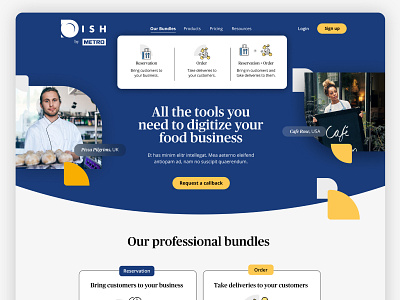 Restaurant Management Hero Page branding ui ux