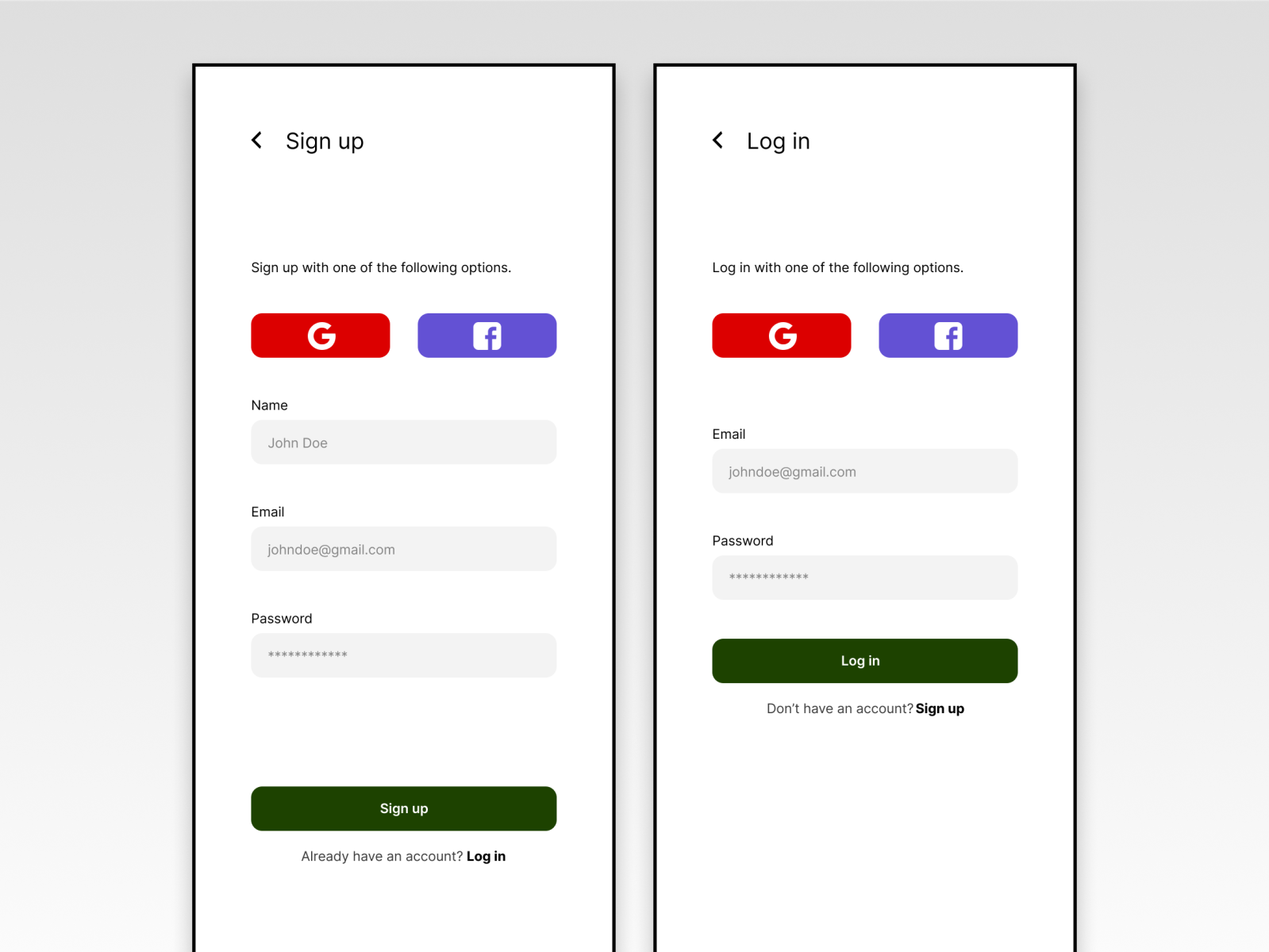 Sign up and Log in form design by airaa on Dribbble