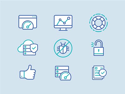 Database Security & Tech Icons icons iconset illustration minimal icon minimal illustration mono line monoline simple tech
