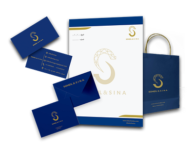 SOHEIL & SINA JWELLERY band visual identity branding design envelop graphic design letterhead shopping bag visit card