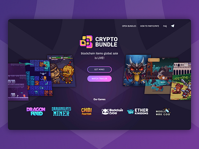 CryptoBundle Website blockchain blockchain cryptocurrency dark background gaming landing ui ux web webdesign