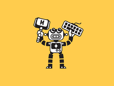 Robot Logomark black white branding character fun illustration logo logomark magic robot