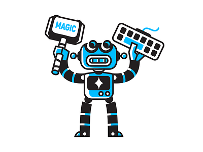 Robot Logomark black white branding character fun illustration logo logomark magic robot