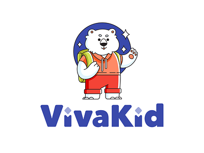 VivaKid Logo bear branding character characterdesign cute kid logo logomark logotype mascot polar bear school
