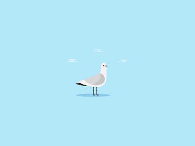 Seagull blue clouds flat illustration minimalist sea seagull vector