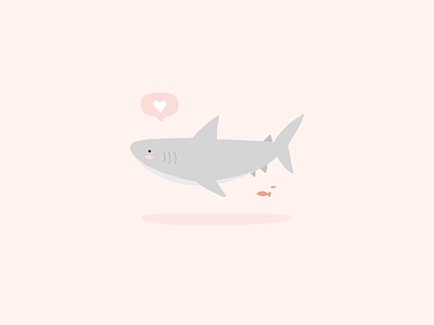 Baby Shark animal color cute digital doodle heart illustration love pastel pink shark