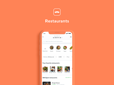 Rappi Restaurants section app card delivery design food app home ios iphone orange rappi restaurant ui ux