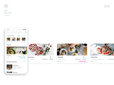 Restaurants Home cards categories delivery design food app home ios iphone rappi restaurant ui ux