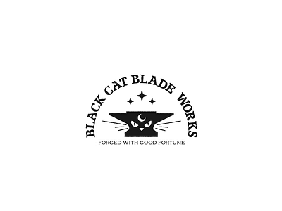 black cat blade works anvil black and white black cat branding handcrafted knife logo