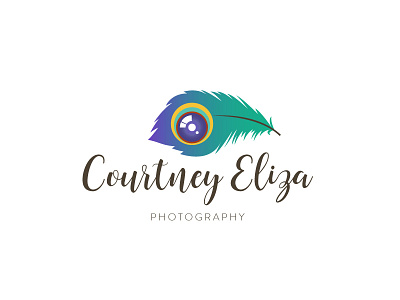 Courtney Eliza Photography camera lens feather logo logo design peacock photography