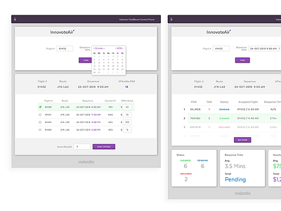 Volantio Internal Interface air airline buttons dashboard interface ui