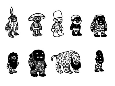 Chars black and white characters illustration sketch