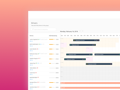 Driving Planner calendar chart driver gantt hos planner progress reset shipment shipper