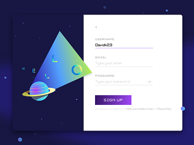 daily ui 1 - Sign Up blue challenge daily ui debut planet sign up space