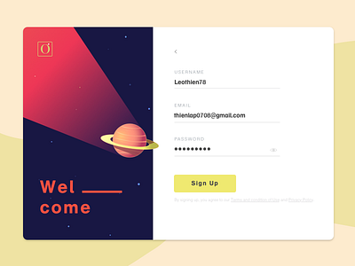 Outer Space sign up - Recolor daily ui red sign up space ui yellow
