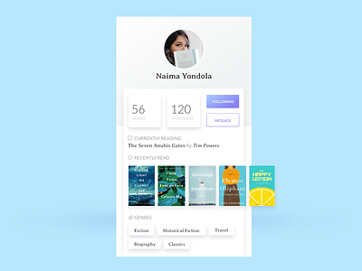 daily ui 06 | User Profile app book challenge daily ui minimal read reading soft blue soft gray ui user profile