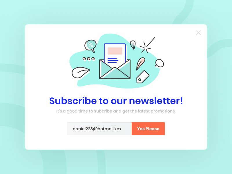 Daily UI 16 | Pop-Up / Overlay illustration minimal mint subscribe overlay pop up challenge ui daily ui