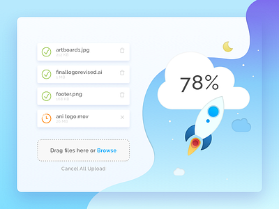 Daily Ui 31 | File Upload challenge daily ui file upload illustration light minimal night rocket theme ui
