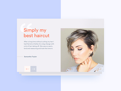 Daily Ui 39 | Testimonial challenge daily ui hair layout soft ui web woman