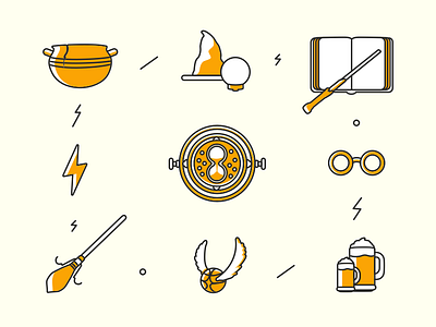 Daily Ui 55 | Harry Potter Icon Set butterbeer challenge daily ui harry potter icon leaky cauldron magic set time turner ui wand