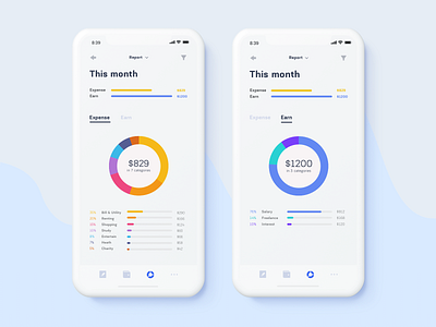 Daily Ui 66 | Statistics challenge daily ui earn expense icon mobile money pie chart report statistic statistics tracking ui