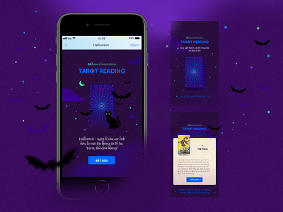 Tarot Reading: Halloween Theme app bat cat eye halloween mini game tarot tarot card tarot reading ui vietnamese