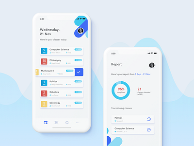 Daily Ui 71: Schedule app blue challenge daily ui flat interface ios iphone minimal mobile mobile app design pie pie chart schedule sketch student ui ux