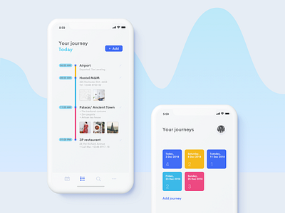 Daily Ui 79: Itinerary app blue challenge daily ui design flat interface ios iphone itinerary journey minimal mobile schedule simple ui sketch ui ux