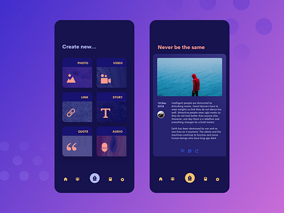 Daily Ui 90: Create New app blog challenge create new daily ui dark theme design interface mobile mood sketch social ui
