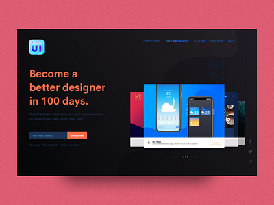 Daily Ui 100: Sign up page/ Dark Theme daily ui dark theme design icon image slider interface sign up form ui web webdesign website