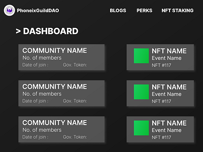 NFT Website Dashboard