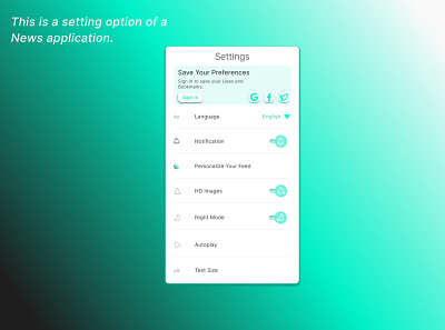 Setting ui app design figma ui uiux