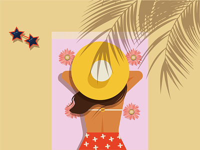 A hot summer day near the sea on the beach design graphic design hot illustration ocean summer vector women