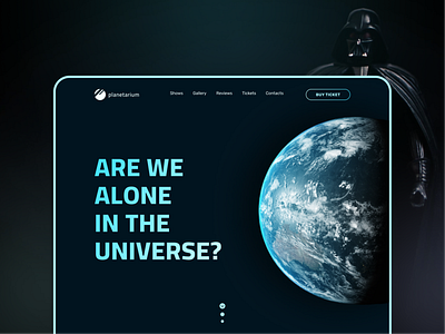 Landing page for planetarium design typography ui ux