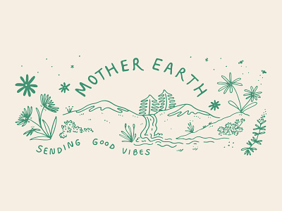 SENDING GOOD VIBES FOR MOTHER DENIM commercial graphics denim earth day illustration graphic design illustration mother denim product graphics social assets social media content