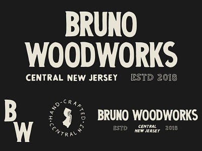 Bruno Woodworks brand identity branding graphic design illustration logo logo design logo system typography vector