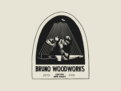 Bruno Woodworks brand identity branding design graphic design illustration logo logo system old school typographyc vector woodwork