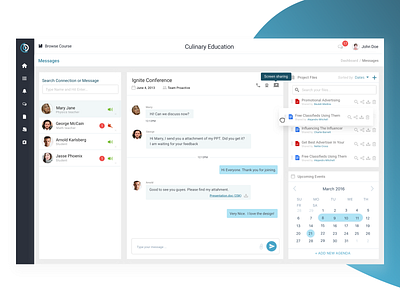 Dashboard - Message | Conference chat conference dashboad elearning message student ui ux