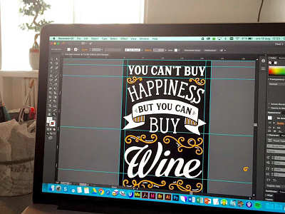 Happiness retro typography wine