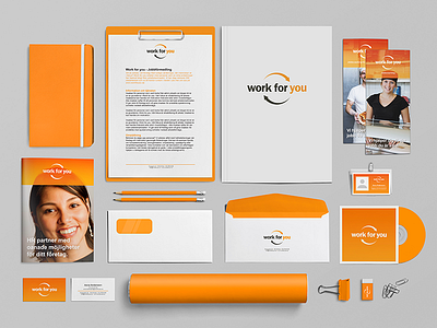 Work for you Stationery branding corporate design identity logo logotype orange stationery typography